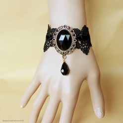 Браслет кружевной "Бархотка" (декор) чёрный