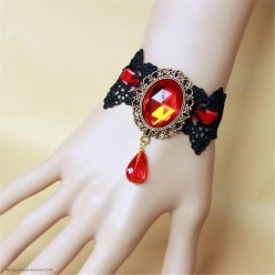 Браслет кружевной "Бархотка" (декор) чёрно-красный