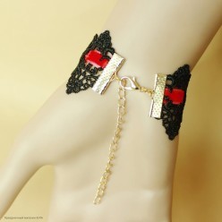 Браслет кружевной "Бархотка" (декор) чёрно-красный