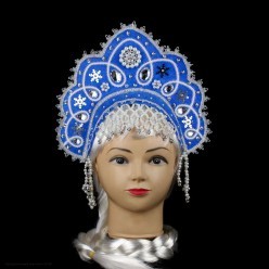 Кокошник "Агапья" синий с серебром