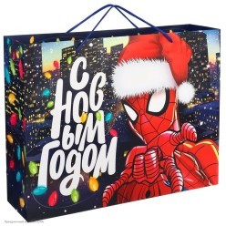 Пакет подарочный L 40*30*11см "С Новым Годом!" Человек-Паук