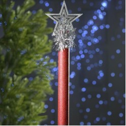 Посох Деда Мороза разборный "Звезда" красный, серебро 160см