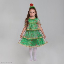 Костюм детский "Ёлочка звёздная" (органза) р.30, 110-116 см