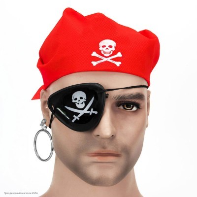 Набор Пирата: бандана, наглазник, серьга 6230865