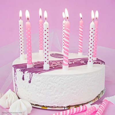 Свечи для торта "Розовое ассорти" 8см, 12 шт Ч16714