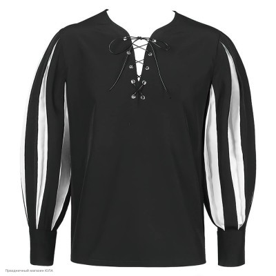 Рубашка средневековая чёрно-белая р.54, 180 см РС12318-ч-54