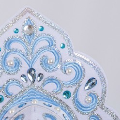 Кокошник "Русская Краса" со стразами бело-голубой (резинка)