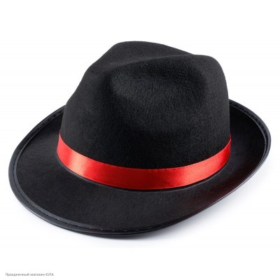 Шляпа Мужская "Гангстер" чёрная с красной лентой, фетр 6232322