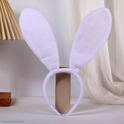 Ободок Уши Зайца (белые) на поролоне, 35*17см