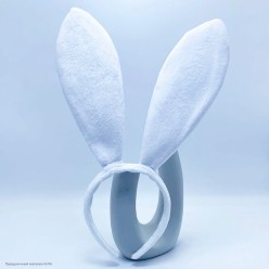 Ободок Уши Зайца (белые) на поролоне, 35*17см