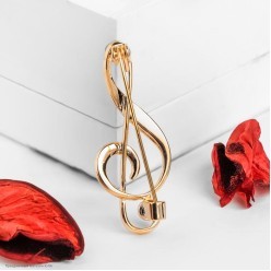 Брошь "Скрипичный ключ" (металл, эмаль) 4*1,5см