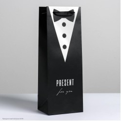 Пакет под бутылку "Present for man" 13*10*35 см