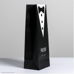 Пакет под бутылку "Present for man" 13*10*35 см