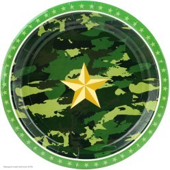 Тарелки "Камуфляж звёздный" 23 см 6шт, бумага