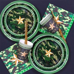 Тарелки "Камуфляж звёздный" 23 см 6шт, бумага