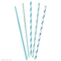 Трубочки для коктейля бумажные Голубое ассорти 10 шт