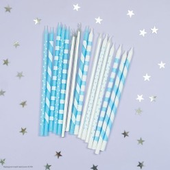 Свечи для торта "Голубое ассорти" 13см (16 шт)