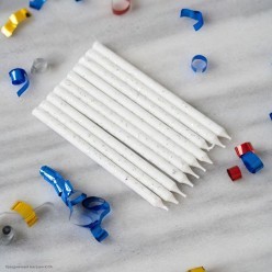 Свечи для торта "Белые с блёстками" 12см (10 шт)