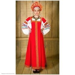 Костюм взрослый русский народный "Настя" р.44, красный
