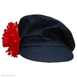 Картуз чёрный с цветком (взрослый) 56-57см