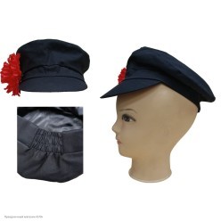 Картуз чёрный с цветком (взрослый) 56-57см