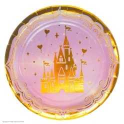 Тарелки "Замок принцессы" тиснение 18см, 6 шт (бумага)
