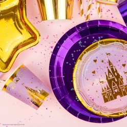 Тарелки "Замок принцессы" тиснение 18см, 6 шт (бумага)