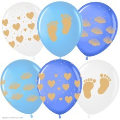 Набор шаров "К рождению сына" Ассорти 12"/30см, 8 шт