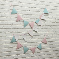 Гирлянда-флажки "Розовая-Голубая" 15,5*450 см (бумага)