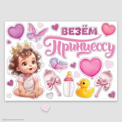 Набор магнитов на авто "Везём принцессу!" 22шт 29*42см