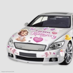 Набор магнитов на авто "Везём принцессу!" 22шт 29*42см