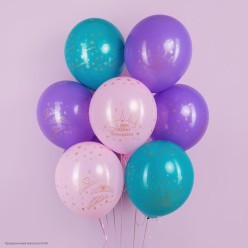 Набор шаров "С ДР, Принцесса!" 5ст/рисунок 12"/30см, 8 шт