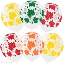 Набор шаров "Листья осенние" 5ст/рисунок 12"/30см, 8 шт
