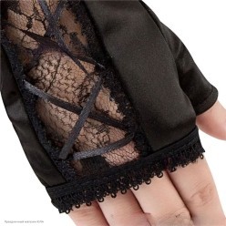 Перчатки без пальцев со шнуровкой 17см чёрные