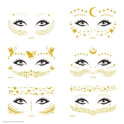 Тату переводное на лицо "Золотое тиснение" 10,5*15см ассорти