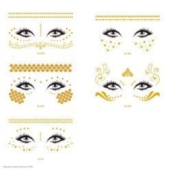 Тату переводное на лицо "Золотое тиснение" 10,5*15см ассорти