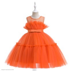 Платье нарядное фатиновое, оранжевое 120 см