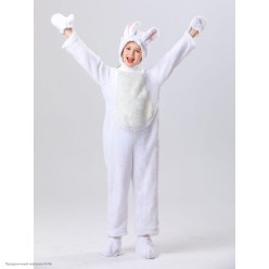 Костюм детский "Заяц белый" комбез (плюш) 130 см