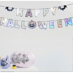 Гирлянда-буквы "Happy Halloween" на ленте 17см* 5м голограф