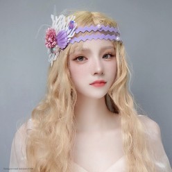 Повязка на голову "Морская" с ракушками, сиреневая