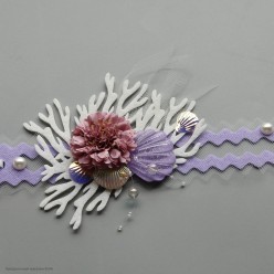 Повязка на голову "Морская" с ракушками, сиреневая