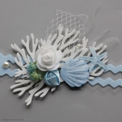 Повязка на голову "Морская" с ракушками, голубая