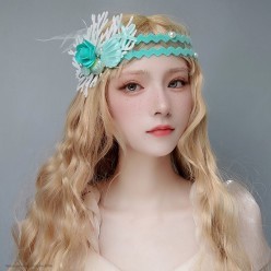 Повязка на голову "Морская" с ракушками, бирюза