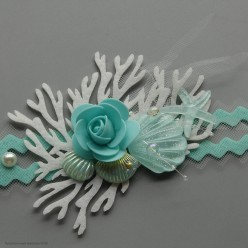 Повязка на голову "Морская" с ракушками, бирюза