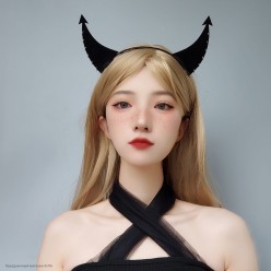 Рожки Чертёнка с кольцами (фетр) чёрные 23*18 см