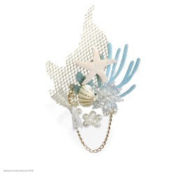 Заколка «Русалка» (звезда, ракушка) голубая