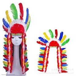 Индейский головной убор вождя 55*32см (перья, картон)