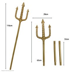 Трезубец витой золотой 116*20см (разборный) пластик