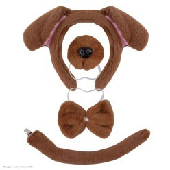 Набор Собаки (уши, нос, бабочка, хвост) коричневый, мех