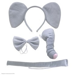 Набор Слоника (уши, хобот, бабочка, хвост) серый, ворс